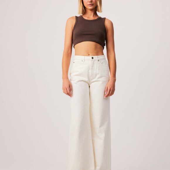 BNWT Afends - Chloe - Women's Hemp Ribbed Cropped Brown Tank Top - Picture 6 of 7